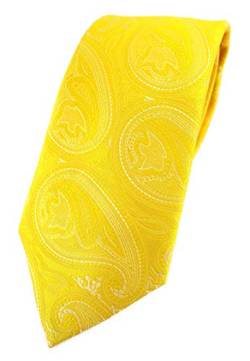 TigerTie Designer Krawatte in gelb zitronengelb silber Paisley gemustert von TigerTie