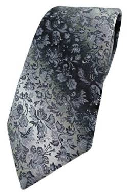 TigerTie Designer Krawatte in grau anthrazit grausilber geblümt gemustert von TigerTie