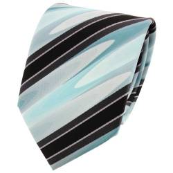 TigerTie Designer Krawatte in mint grün schwarz anthrazit grau gestreift von TigerTie