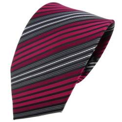 TigerTie Designer Krawatte in rot bordeaux anthrazit schwarz silber gestreift von TigerTie