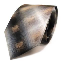 TigerTie Designer Seidenkrawatte in anthrazit grau schwarz gold beige kariert von TigerTie