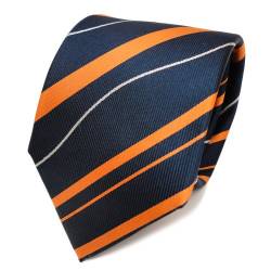 TigerTie Designer Seidenkrawatte in orange blau royal silber gestreift von TigerTie