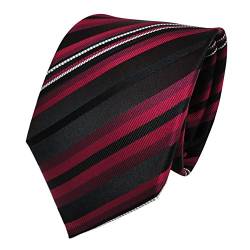 TigerTie Designer Seidenkrawatte in rot weinrot schwarz silber gestreift von TigerTie