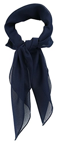 TigerTie Feines Damen Chiffon Nickituch in dunkelblau einfarbig Uni - Größe 58 cm x 58 cm - Tuch Halstuch Schal von TigerTie