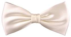 TigerTie Herren Satin Seidenfliege in creme weiss einfarbig Uni, Fliege 100% reine Seide von TigerTie