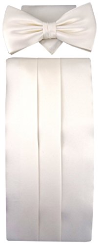TigerTie Kummerbund Einstecktuch Fliege Farbe weiß perlmutt creme - 100% Seide - Schärpe Leibbinde von TigerTie
