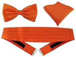 TigerTie Kummerbund Einstecktuch Satin Fliege in orange - Schärpe Leibbinde von TigerTie