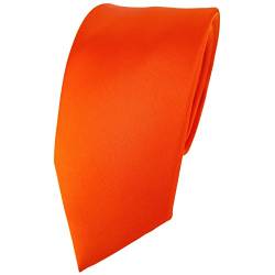 TigerTie Modische Satin Seidenkrawatte in orange einfarbig Uni - Krawatte 100% Seide von TigerTie