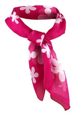 TigerTie Nickituch Chiffon magenta pink weiss mit Blumenmuster - Gr. 50 x 50 cm - Tuch Halstuch von TigerTie