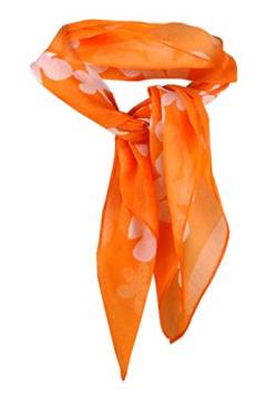 TigerTie Nickituch Chiffon orange weiss mit Blumenmuster - Gr. 50 x 50 cm - Tuch Halstuch von TigerTie