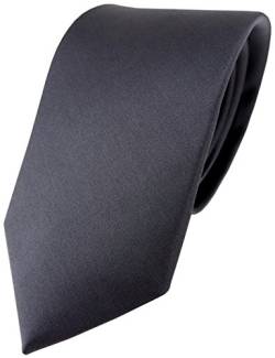 TigerTie Satin Seidenkrawatte in anthrazit einfarbig Uni - Krawatte 100% Seide von TigerTie