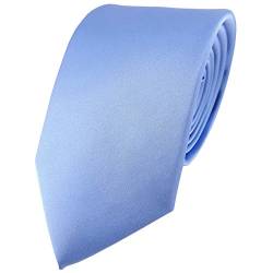 TigerTie Satin Seidenkrawatte in blau einfarbig Uni - Krawatte 100% Seide von TigerTie