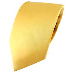TigerTie Satin Seidenkrawatte in gold hellgold einfarbig Uni - Krawatte 100% Seide von TigerTie