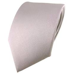 TigerTie Satin Seidenkrawatte in grau silber einfarbig Uni - Krawatte 100% Seide von TigerTie