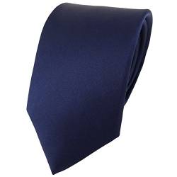 TigerTie Satin Seidenkrawatte in marine einfarbig Uni - Krawatte 100% Seide von TigerTie
