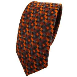 TigerTie Schmale Krawatte orange rotorange schwarz anthrazit grau gemustert - Tie Binder von TigerTie