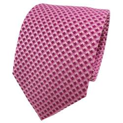 TigerTie Seidenkrawatte rosa pink magenta silber kariert - Krawatte Seide Silk von TigerTie
