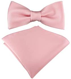 TigerTie - Set Kleinkinder Baby Fliege in rosa einfarbig mit Gummizug 29 bis 40 cm Halsumfang verstellbar + Einstecktuch + Aufbewahrungsbox von TigerTie