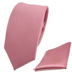 TigerTie - schmale Designer Krawatte Einstecktuch in rosa altrosa einfarbig uni von TigerTie