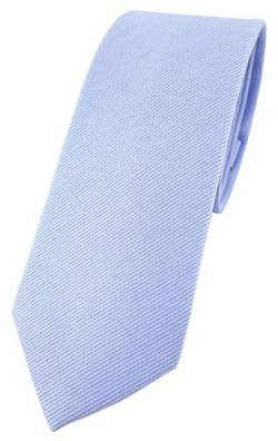 TigerTie schmale Designer Krawatte in blau Uni - 100% Baumwolle - Krawattenbreite 6 cm von TigerTie