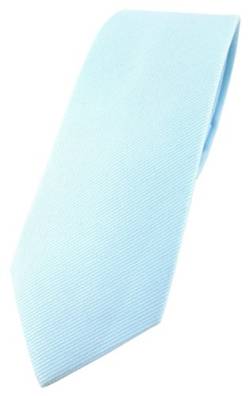 TigerTie schmale Designer Krawatte in hellblau Uni - 100% Baumwolle - Krawattenbreite 6 cm von TigerTie