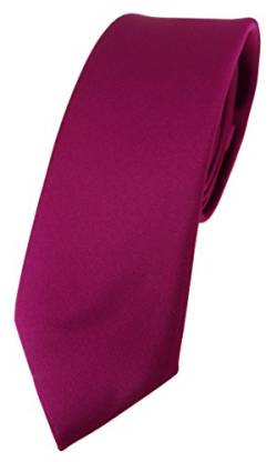 TigerTie schmale Designer Krawatte in magenta einfarbig Uni - Tie Schlips von TigerTie