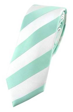 TigerTie - schmale Designer Krawatte in mint weiss gestreift von TigerTie