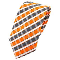 TigerTie - schmale Designer Krawatte in orange grau silber weiss gestreift von TigerTie