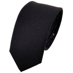 TigerTie schmale Designer Krawatte uni schwarz gemustert - Cravate Tie Binder von TigerTie