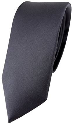 TigerTie schmale Designer Satin Seidenkrawatte in anthrazit -Krawatte 100% Seide von TigerTie