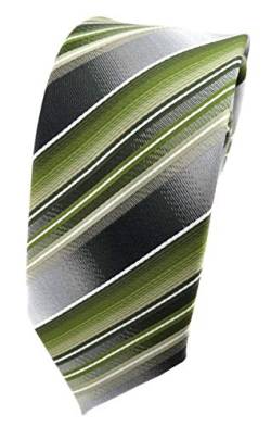 TigerTie - schmale Designer Seidenkrawatte in grün hellgrün grau silber gestreift - Krawatte 100% Seide von TigerTie