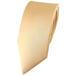 TigerTie schmale Satin Seidenkrawatte in beige gold bronze einfarbig Uni - Krawatte 100% Seide von TigerTie
