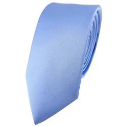 TigerTie schmale Satin Seidenkrawatte in blau einfarbig Uni - Krawatte 100% Seide von TigerTie