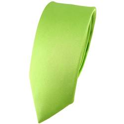 TigerTie schmale Satin Seidenkrawatte in hellgrün einfarbig Uni - Krawatte 100% Seide von TigerTie