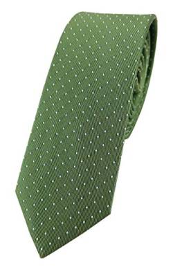 TigerTie schmale Seidenkrawatte in grün maigrün silber fein gepunktet - Krawatte 100% Seide von TigerTie