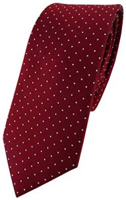 TigerTie schmale Seidenkrawatte in rot bordeaux silber gepunktet - Krawatte 100% Seide von TigerTie