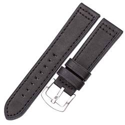 TikTako Echtes Leder Uhrenarmbänder Armband Schwarz Blau Grau Braun Kuhfell-Uhrenarmband für Frauen-Mann 18 20MM 22MM 24MM Wrist Band von TikTako