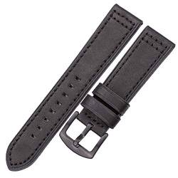 TikTako Echtes Leder Uhrenarmbänder Armband Schwarz Blau Grau Braun Kuhfell-Uhrenarmband für Frauen-Mann 18 20MM 22MM 24MM Wrist Band von TikTako