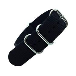 TikTako Nylon Quick Release Uhrenarmbänder 18mm/20mm/22mm/24mm Armee Sport NATO Armband Schwarz, 18mm von TikTako