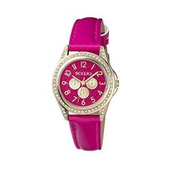 Tikkers Mädchen Quarz-Armbanduhr mit rosa Zifferblatt Analog-Anzeige und Fushia Lederimitat-Riemen tk0130 von Tikkers