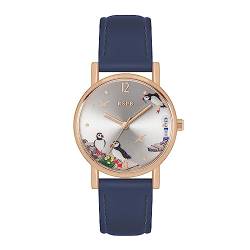 Tikkers RSPB Armbanduhr für Erwachsene, mit Papageientaucher-Motiv, bedrucktes Zifferblatt, Marineblau, navy von Tikkers