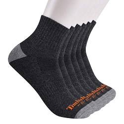 Timberland PRO Herren 6er-Pack Performance Quarter Lässige Socken, Dunkelgrau meliert, Large von Timberland PRO