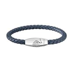 Timberland BACARI Herren Armband aus Edelstahl Silber und Leder Dunkelblau, Länge: 20 cm, TDAGB0001704 von Timberland