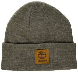 Timberland Damen Classic Tall Beanie-Mütze, Hellgrauer Leder-Patch, Einheitsgröße von Timberland