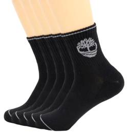 Timberland Gepolsterte Performance Work Athletic Quarter Length 5 Paar Socken für Herren mit Fußgewölbeunterstützung, Schuhgröße 43-47, Schwarz, 41.5-46 EU von Timberland