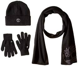 Timberland Herren Double Layer Scarf, Cuffed Beanie & Magic Glove Gift Winter-Zubehr-Set, schwarz, Einheitsgröße von Timberland