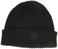 Timberland Herren Gerippte Bündchen mit Logopatch Beanie-Mütze, schwarz, Einheitsgröße von Timberland