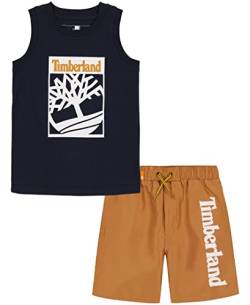Timberland Jungen 2-teiliges Shorts-Set, Marineblauer Blazer/brauner Zucker, 4 Jahre von Timberland