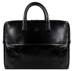 Time Resistance Leder Aktentasche Vollnarbenleder Laptoptasche bis zu 17" für Männer und Frauen von Time Resistance