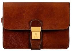 Time Resistance Leder-Clutch für Herren – Organizer-Tasche für Herren – Handgelenktasche – Aktentasche handgefertigt in Italien – Handtasche für Herren, Cognac von Time Resistance